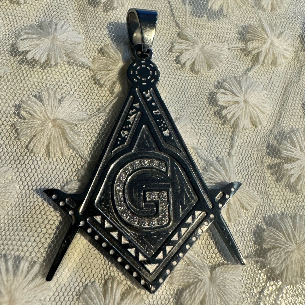 Masonic Stainless Steel Pendant Charm (2 inches) heavy weight